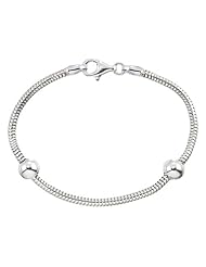Zable (tm) Sterling Silver Snake Bracelet with Smart Pandora Compatible Starter Bracelet with 2 Smart Beads