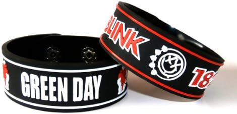 Blink 182(Red) and Green Day Bracelet Wristband - Rock Band 2Pcs