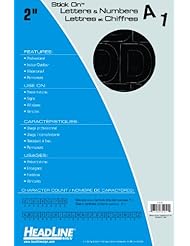 Office Product: Stick On Letters Vinyl Lettering, Helvetica 2in. Black Caps/ Numbers - HeadLine