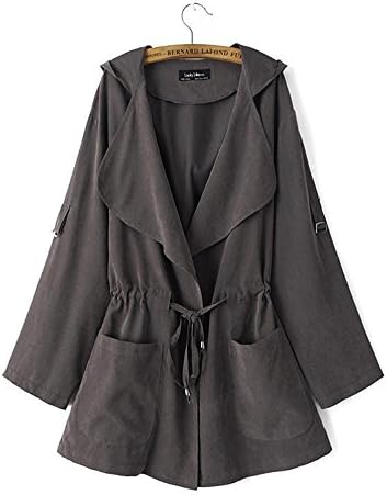 Hot Women Warm Fashion Hooded Long Coat Jacket Trench Windbreaker Parka Outwear (Dark Gray, L)
