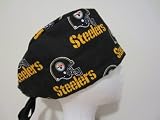 Mens Scrub Cap, Surgical Hat, Pittsburgh Steelers Black