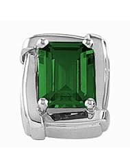 14K White Gold Emerald Cut Chatham Created Emerald Pendant -- LIFETIME WARRANTY