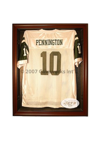 New York Jets Football Jersey Display Case with Removable Face and Black Finish Frame