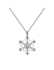 Silver 1/10ct TDW Blue Diamond Snowflake Necklace (H-I, I1-I2)
