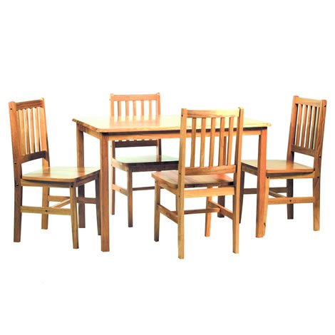 Small Kitchen Table in Hardwearing Beech with 4 Matching Dining Chairs