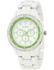 XOXO Womens XO5488 White Analog Bracelet with Green Bezel Watch