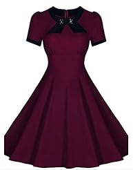 Cotton/Nylon/Spandex Scoop Neck  Stretchy Fitted Vintage Wedding Party Dress  With a Bow(s)