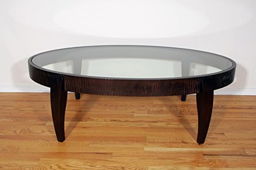 Indo Puri "Garis" Oval Coffee Table with Glass Top