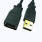 USB 2.0 A/A Extension Cable 24k Gold-plated 6ft Black
