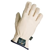 Decade 49002 Leather Anti-Vibration Full-Finger Left Hand Driver's Glove with Gfom, Buff, Medium