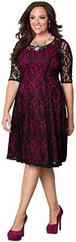 Sweet Leah Lace Dress (2X, BLACK LACE / HAUTE PINK LINING)