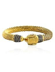 14kt Yellow Gold Diamond Pave Bangle Bracelet Vintage Style Jewelry
