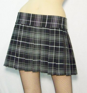 Sexy Plus Size Plaid Mini Skirt in Black, Grey & White Plaid