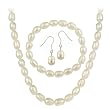 Sterling Silver Cultured Freshwater Pearl 3 Piece Jewelry Set