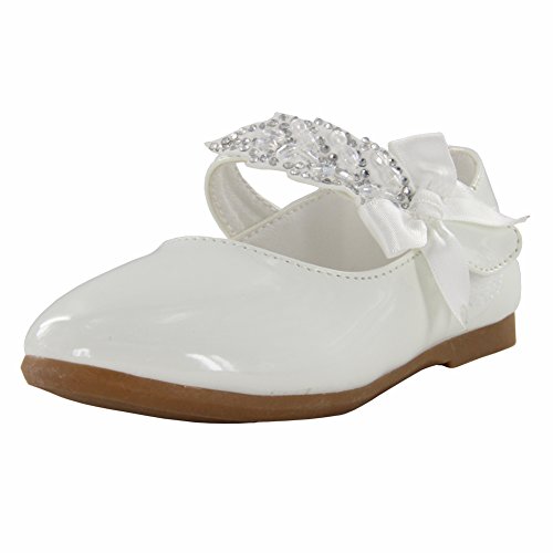 Maxu Little Girl Ballet Mary Jane Shoe,White,Toddler,5.5M