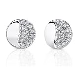 Petite Beauty: Sterling Silver Celebrity Style Disc Stud Earrings with CZ Diamonds