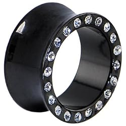 3/4" Black Anodized Titanium Jeweled Saddle Plug