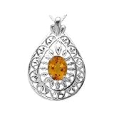 9x7mm 1.60 CT Citrine Pendant in Sterling Silver with 18