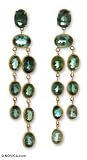 Gold and tourmaline earrings, 'Amazon Treasures' 0.5 W 2.6 L