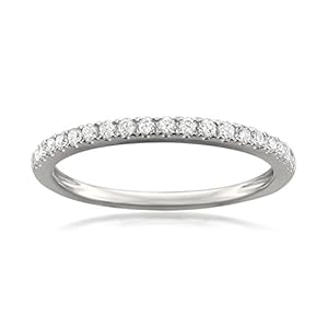 14k White Gold Round Diamond Micro-Pave Bridal Wedding Band Ring (1/4 cttw, G-H, VS1)