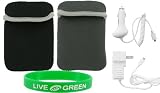 Non-OEM Amazon Kindle 2 Neoprene Sleeve Case with Car and Home Charger - Reversible Black Grey