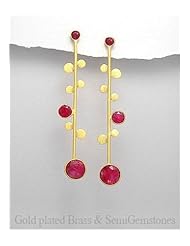 Ruby Earrings In Brass