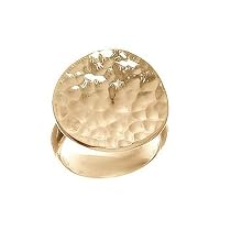 18kt Gold over Sterling Silver Hammered Round Concave Band Ring