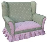 Kitchen: Medium picture for Angel Song Bubblegum Pink/Green Wingback Girl's Loveseat
