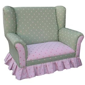 Angel Song Bubblegum - Pink Green - Wingback Girl's Loveseat by Angel Song