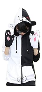 Dangan Ronpa cosplay hoodie Monokuma black&white bear zipper Jacket size S