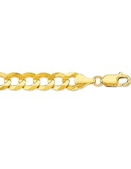 24" 14K Yellow Gold 10.0mm (3/8") Polished Diamond Cut Comfort Curb Chain w/ Lobster Clasp