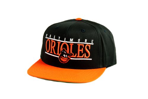 MLB Men's Baltimore Orioles Nineties Snapback Cap (Black/Orange, Adjustable)