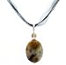 Necklace - N44 - Genuine Semi Precious Gemstone on Five-Strand Organza and Cotton Cord + 2" Extension Chain - Oval Shape ~ Phantom Quartz
