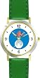 Hey Diddle Diddle - The Cow Jumped Over the Moon No.3 - from Mother Goose by Artist: Sylvia Long - WATCHBUDDY&reg; DELUXE TWO-TONE THEME WATCH - Arabic Numbers - Green Leather Strap-Size-Large ( Men's Size or Jumbo Women's Size )