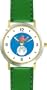 Hey Diddle Diddle - The Cow Jumped Over the Moon No.3 - from Mother Goose by Artist: Sylvia Long - WATCHBUDDY� DELUXE TWO-TONE THEME WATCH - Arabic Numbers - Green Leather Strap-Size-Children's Size-Small ( Boy's Size & Girl's Size )