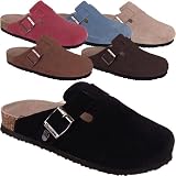 BEARPAW Rosina Womens Shoes Cork Clogs Suede Fuchsia/Pink