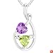 Heart Amethyst Trillion Peridot Pendant Necklace Sterling Silver