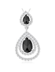 2.45 Cts Black & White Diamond Pendant in 14K White Gold