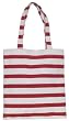 Cotton Canvas Ruby Red and White Striped Boat Bag with Cloth Handles 13.5"L x 14"H