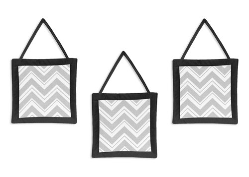 Black and Gray Chevron Zig Zag Wall Hanging Accessories by Sweet Jojo Designs