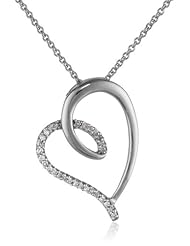 Sterling Silver Diamond Heart Pendant Necklace (1/10 cttw, I-J Color, I2-I3 Clarity), 18"