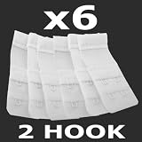 Bra Strap Extenders x6 - 2 HOOK - (6xWhite). Don't Throw Away That Tight BRA!