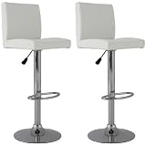 Produkt-Bild: 2x Moderner Polster Barhocker, PU-Leder, wei&szlig;