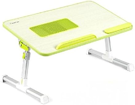 Fully Adjustable MDF Panel Laptop Table | Notebook Computer Stand with Built-in Cooling Fan | Premium Folding Lap Desk (Green)