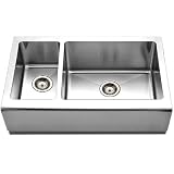 Houzer EPO-3370SL Epicure 32-7/8-by-20-Inch 70/30 Double Bowl Apron Front Stainless Steel Sink, Left Side Prep Sink