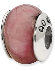 Sterling Silver s Pink Serpentine Stone Bead by Reflection Beads, Best Quality Free Gift Box Satisfaction Guaranteed