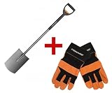 Telescopic Gärtnerspaten, rund + Handschuhe für Herren aus Leder Telescopic Gärtnerspaten, rund + Handschuhe für Herren aus Leder