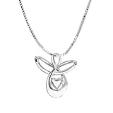 Sterling Silver Angel with Heart Pendant, 18