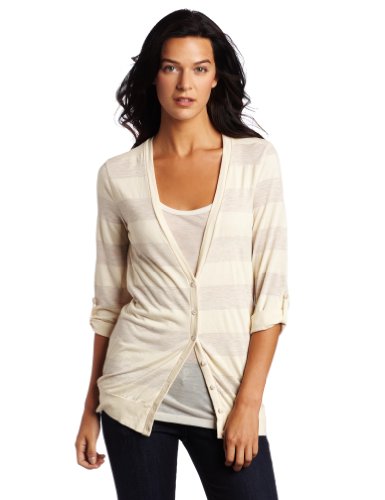 Splendid Oatmeal Rugby Stripe Cardigan 