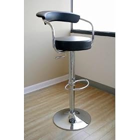 2 Black and Steel Finish Adjustable Omicron Bar Stools 